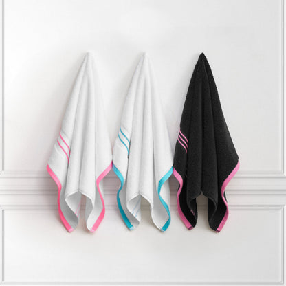 Neon Border Bath Towel Set - Black/Hot Pink - Juicy Couture