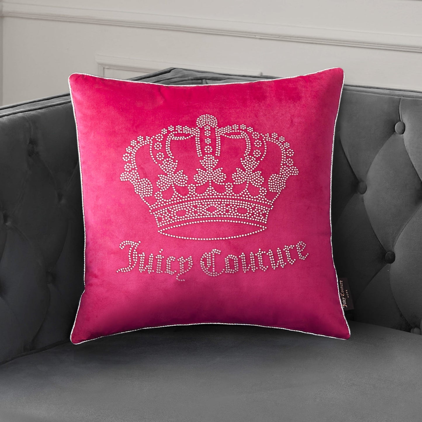 Gothic Rhinestone Crown Pillow - Hot Pink - Juicy Couture