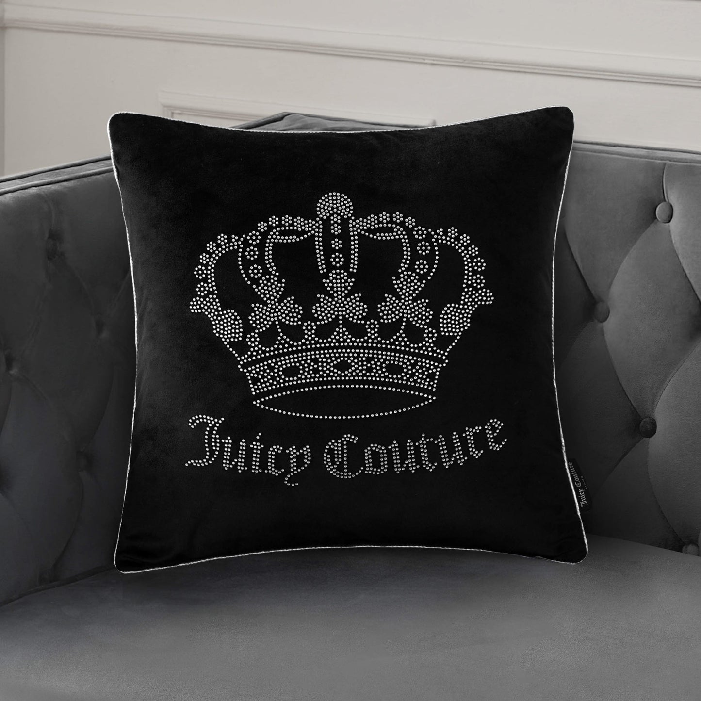 Gothic Rhinestone Crown Pillow - Black - Juicy Couture