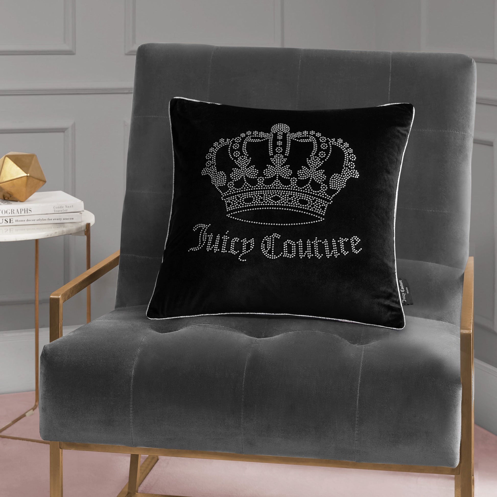 Gothic Rhinestone Crown Pillow - Black - Juicy Couture