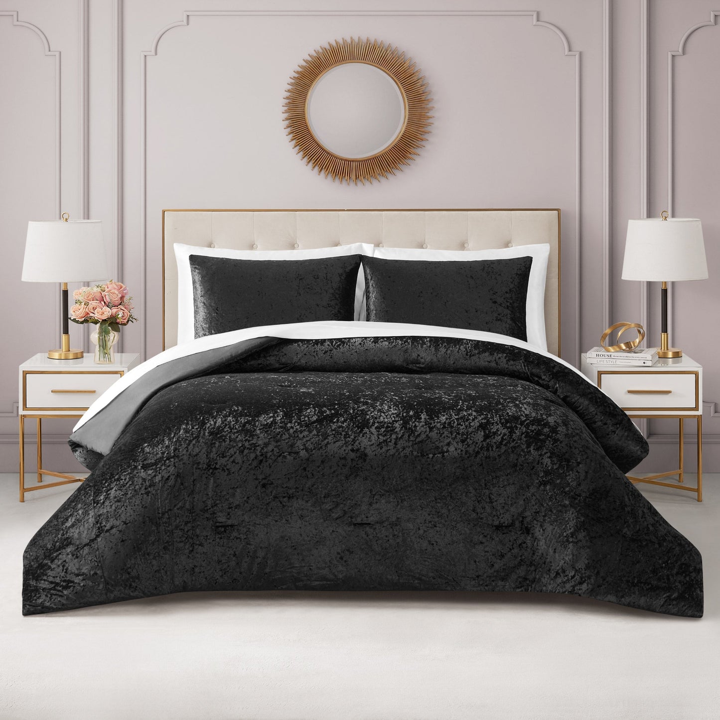 Crushed Velvet Comforter Set - Black - Juicy Couture