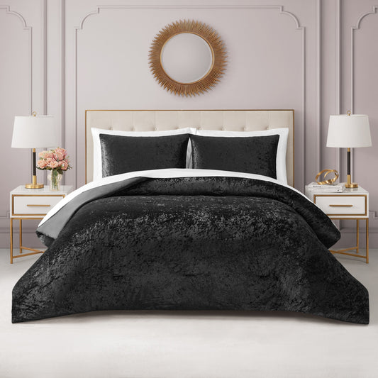 Crushed Velvet Comforter Set - Black - Juicy Couture