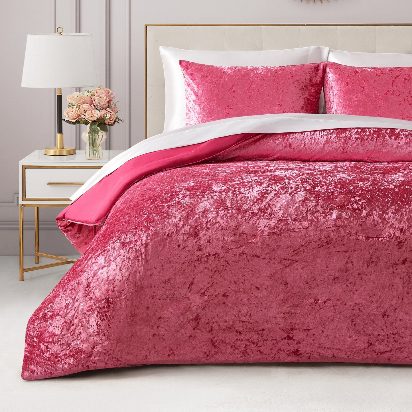 Crushed Velvet Comforter Set - Hot Pink - Juicy Couture