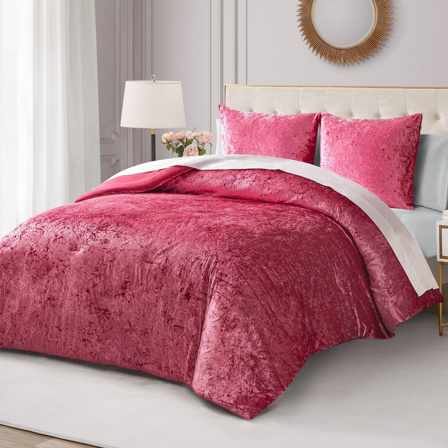 Crushed Velvet Comforter Set - Hot Pink - Juicy Couture