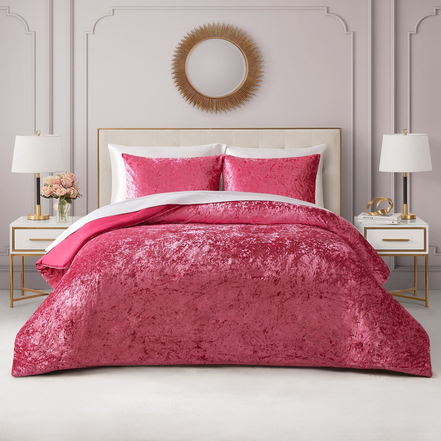 Crushed Velvet Comforter Set - Hot Pink - Juicy Couture