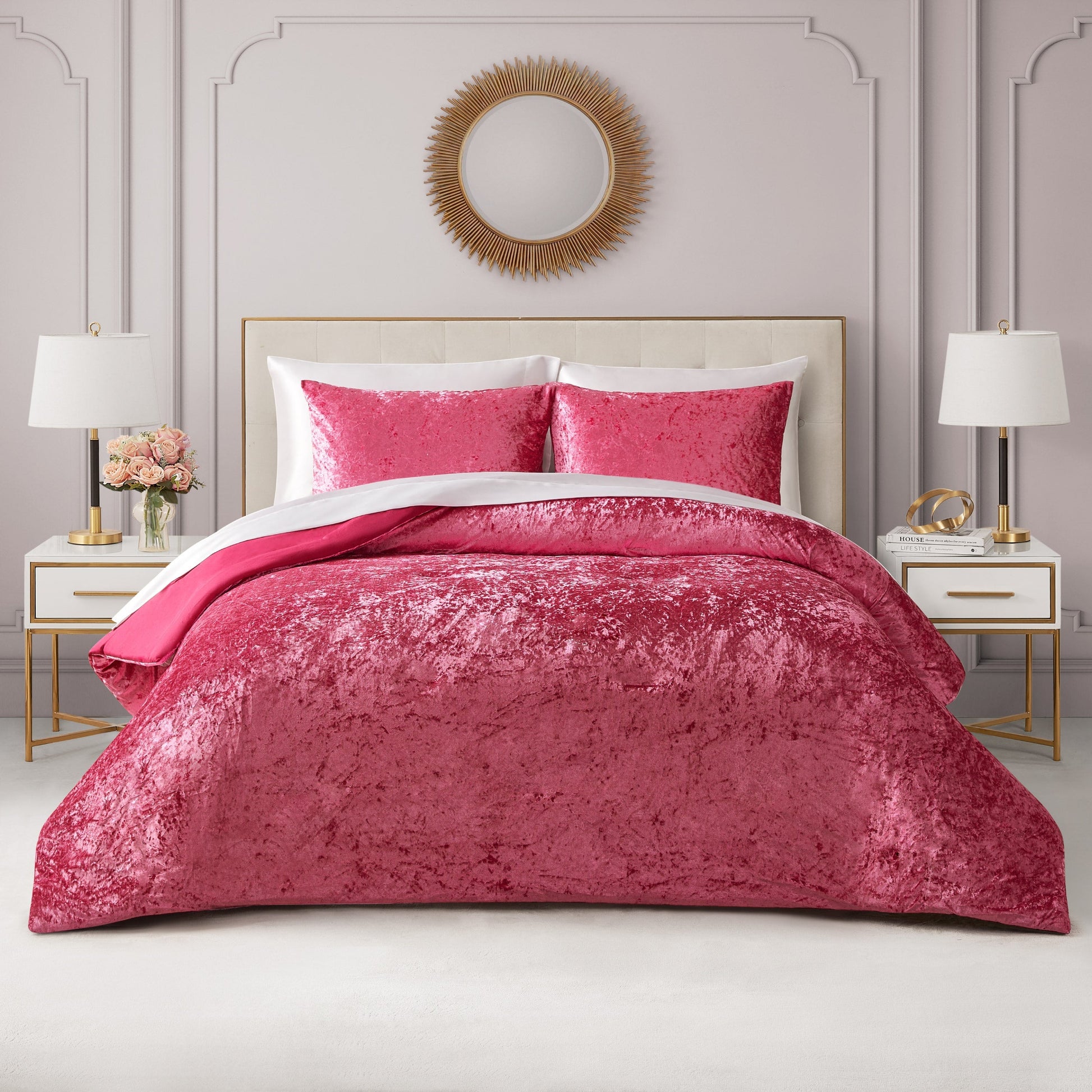 Crushed Velvet Comforter Set - Hot Pink - Juicy Couture