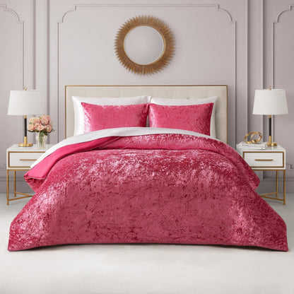 Crushed Velvet Comforter Set - Hot Pink - Juicy Couture