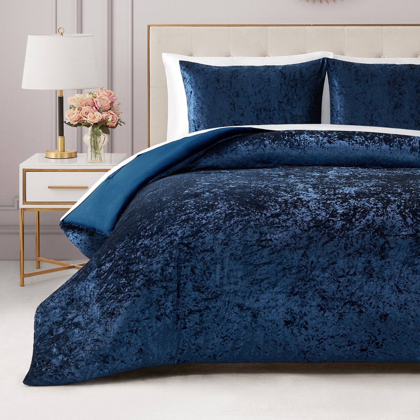 Crushed Velvet Comforter Set - Heritage Blue - Juicy Couture