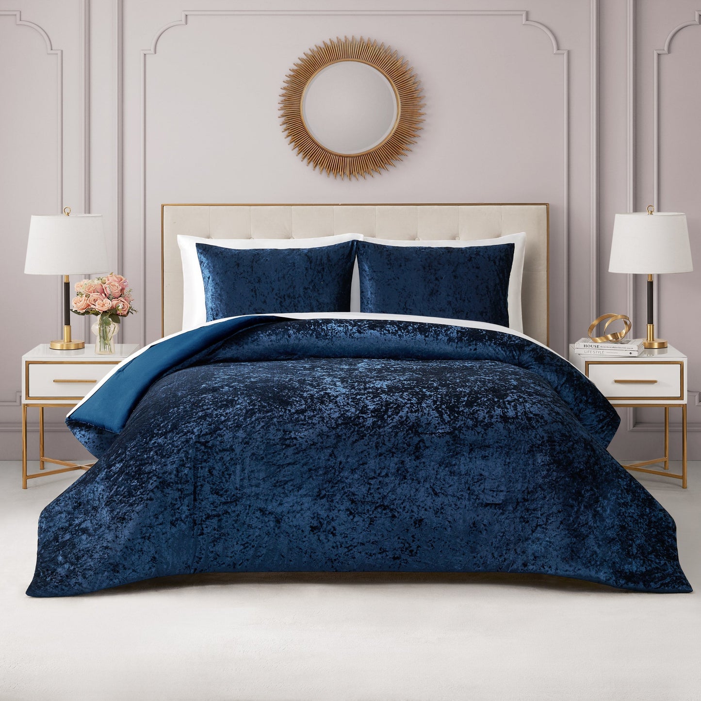 Crushed Velvet Comforter Set - Heritage Blue - Juicy Couture