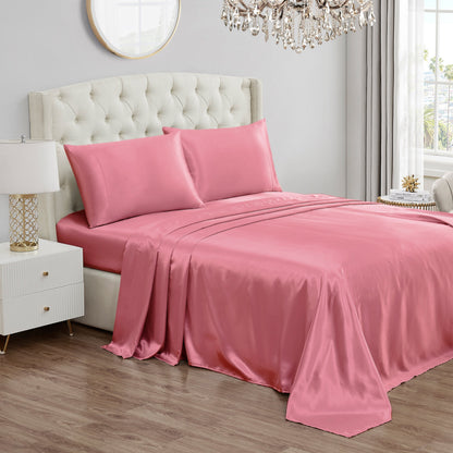 Solid Satin Sheet Set - Rose Pink - Juicy Couture
