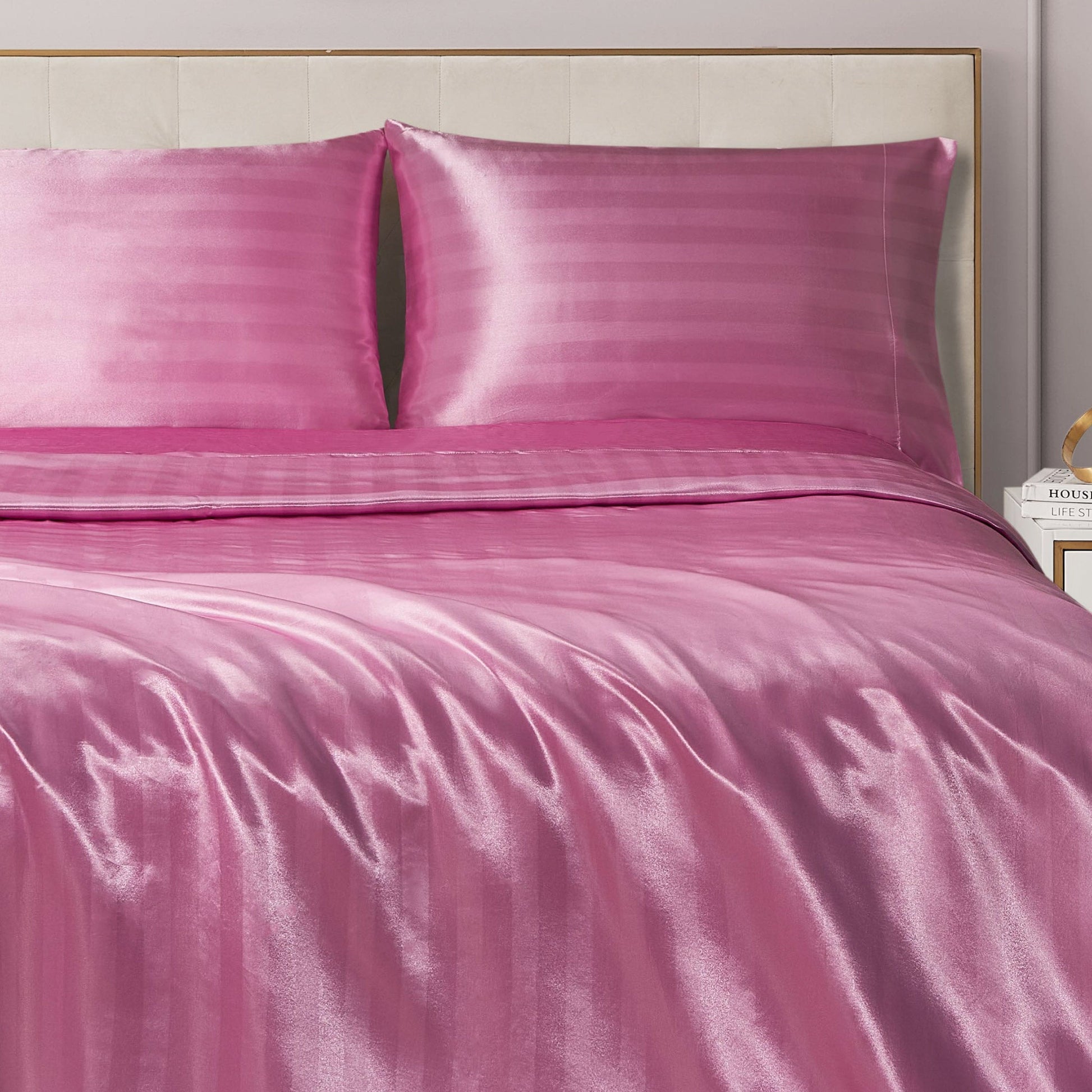 Damask Stripe Satin Sheet Set - Pink - Juicy Couture