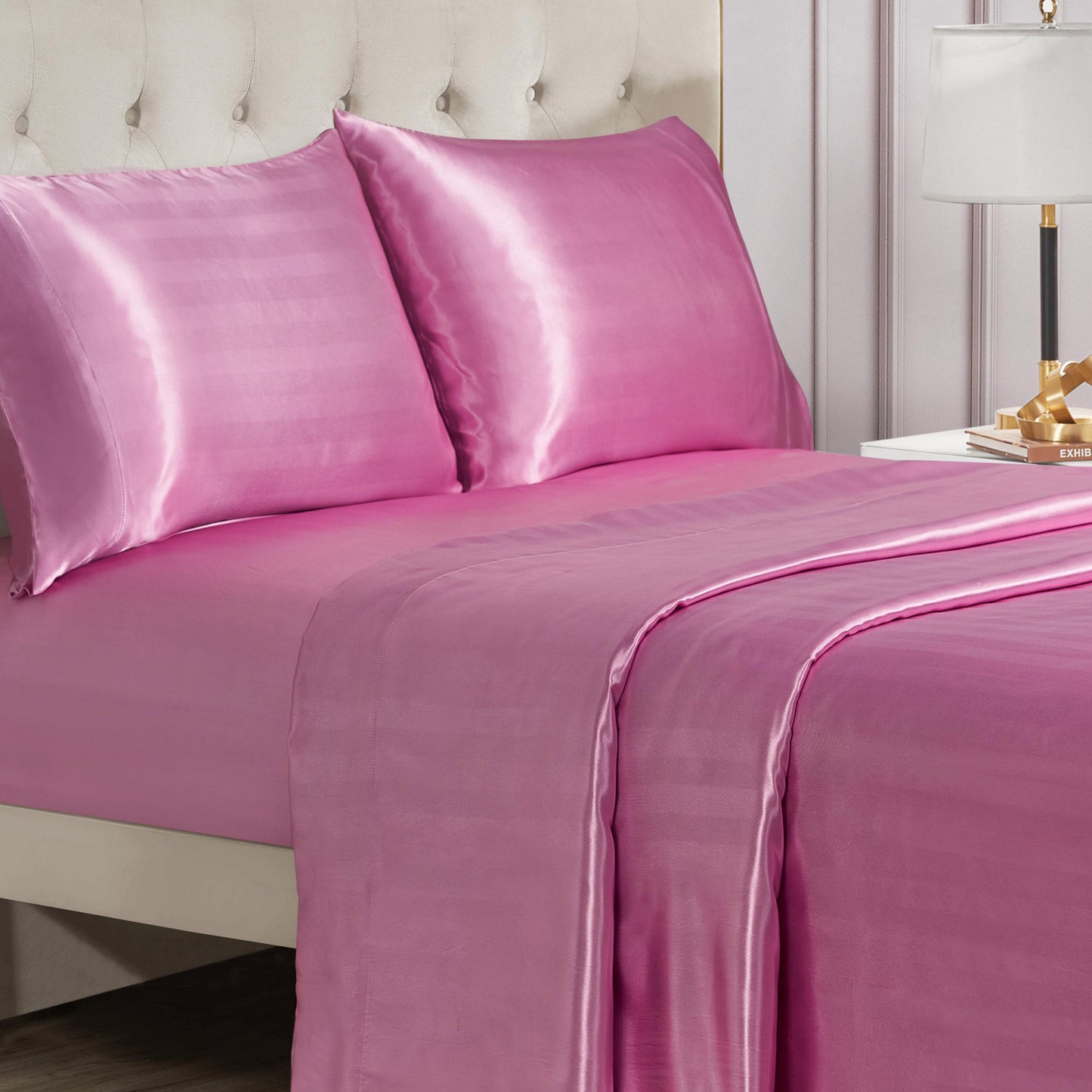 Damask Stripe Satin Sheet Set - Pink - Juicy Couture
