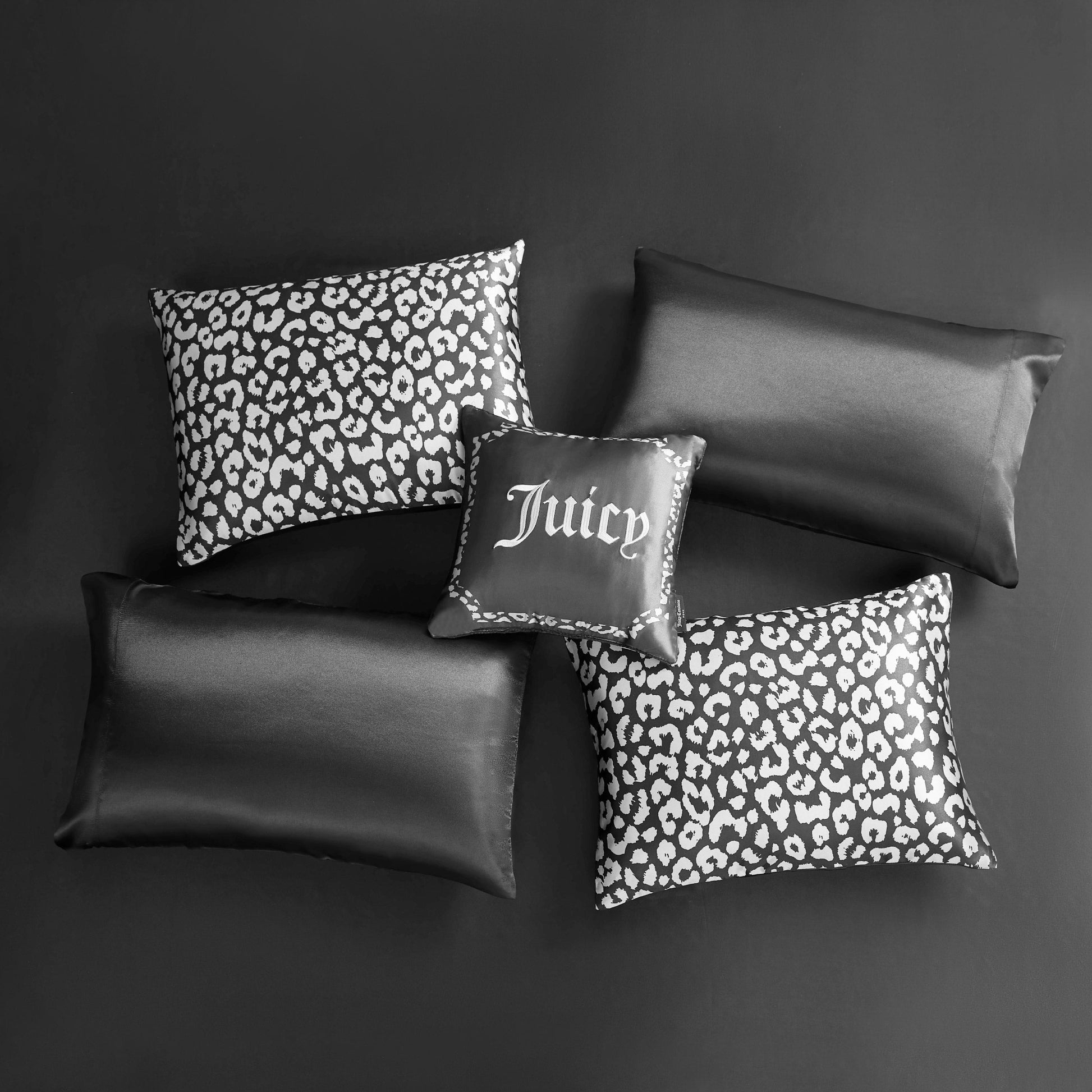 Modern Leopard Satin Bed in a Bag Bedding Set - Black Leopard - Juicy Couture