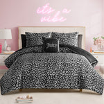 Modern Leopard Satin Bed in a Bag Bedding Set - Black Leopard - Juicy Couture