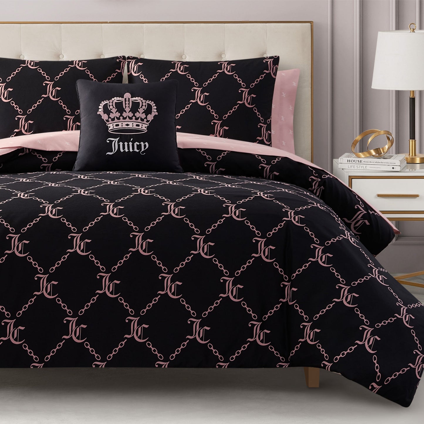 Link Printed Bed in a Bag Bedding Set - Black - Juicy Couture
