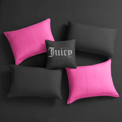 Alexis Solid Bed in a Bag Bedding Set - Black/Hot Pink - Juicy Couture