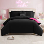 Alexis Solid Bed in a Bag Bedding Set - Black/Hot Pink - Juicy Couture