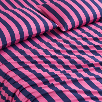 Rose Logo Bed in a Bag Bedding Set - Navy/Pink Roses - Juicy Couture
