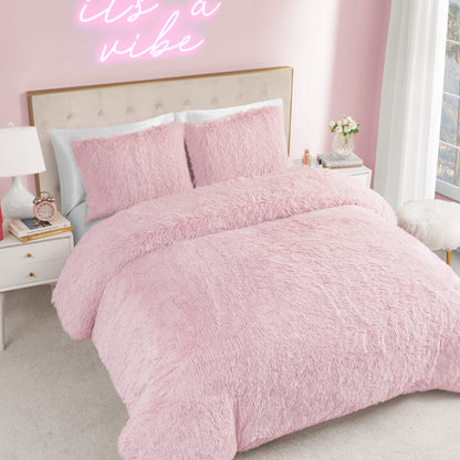 Shaggy Faux Fur Comforter Set - Pink - Juicy Couture
