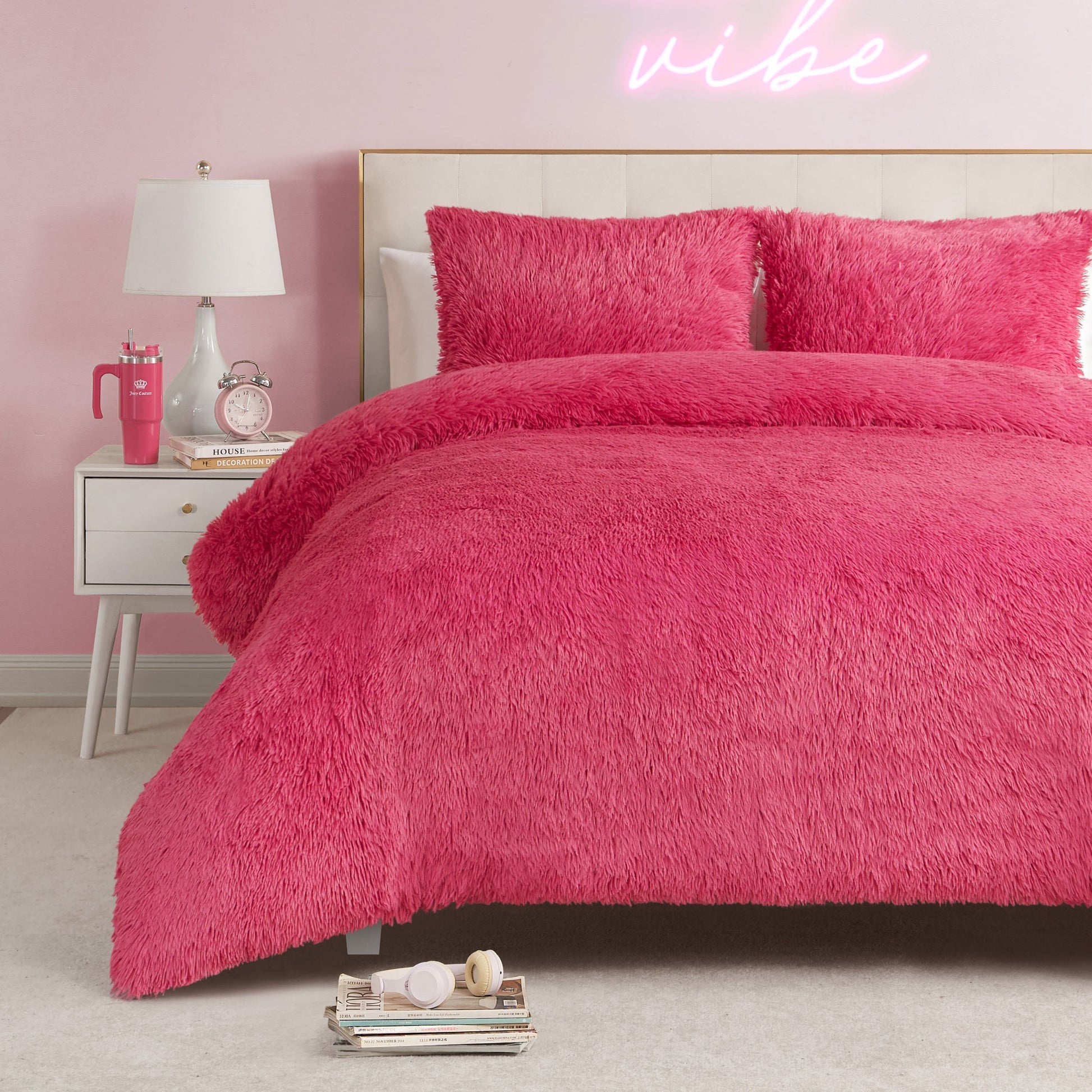 Shaggy Faux Fur Comforter Set - Hot Pink - Juicy Couture