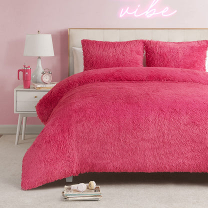 Shaggy Faux Fur Comforter Set - Hot Pink - Juicy Couture