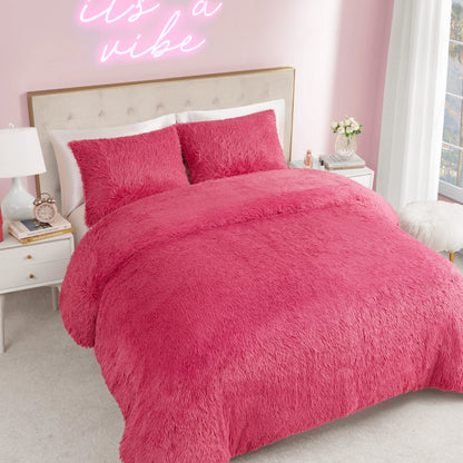 Shaggy Faux Fur Comforter Set - Hot Pink - Juicy Couture