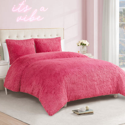 Shaggy Faux Fur Comforter Set - Hot Pink - Juicy Couture