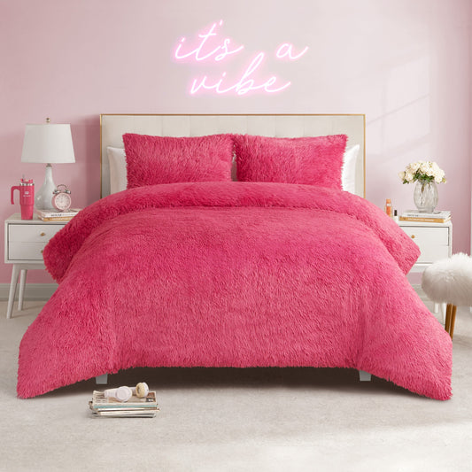 Shaggy Faux Fur Comforter Set - Hot Pink - Juicy Couture