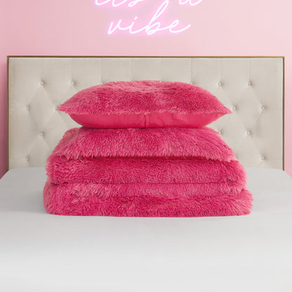 Shaggy Faux Fur Comforter Set - Hot Pink - Juicy Couture