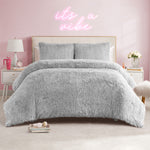 Shaggy Faux Fur Comforter Set - Gray - Juicy Couture