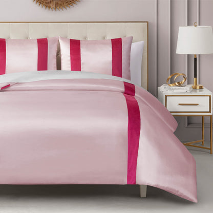 Satin Velvet Stripe Comforter Set - Marshmallow Pink - Juicy Couture