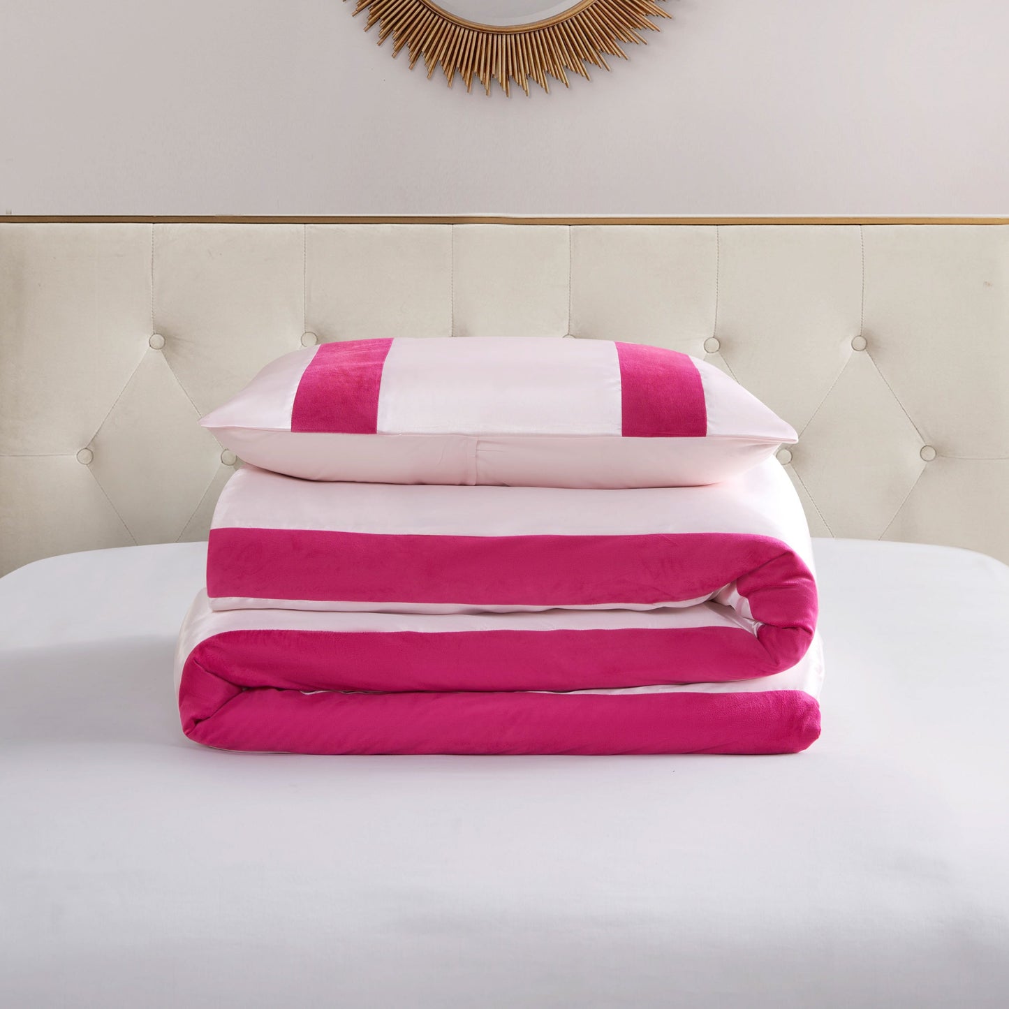 Satin Velvet Stripe Comforter Set - Marshmallow Pink - Juicy Couture