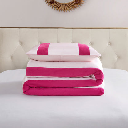 Satin Velvet Stripe Comforter Set - Marshmallow Pink - Juicy Couture