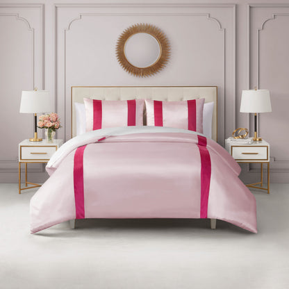 Satin Velvet Stripe Duvet Set - Marshmallow Pink - Juicy Couture
