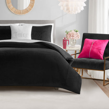 Solid Velour Comforter Set - Black - Juicy Couture