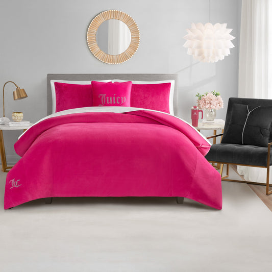 Solid Velour Comforter Set - Hot Pink - Juicy Couture