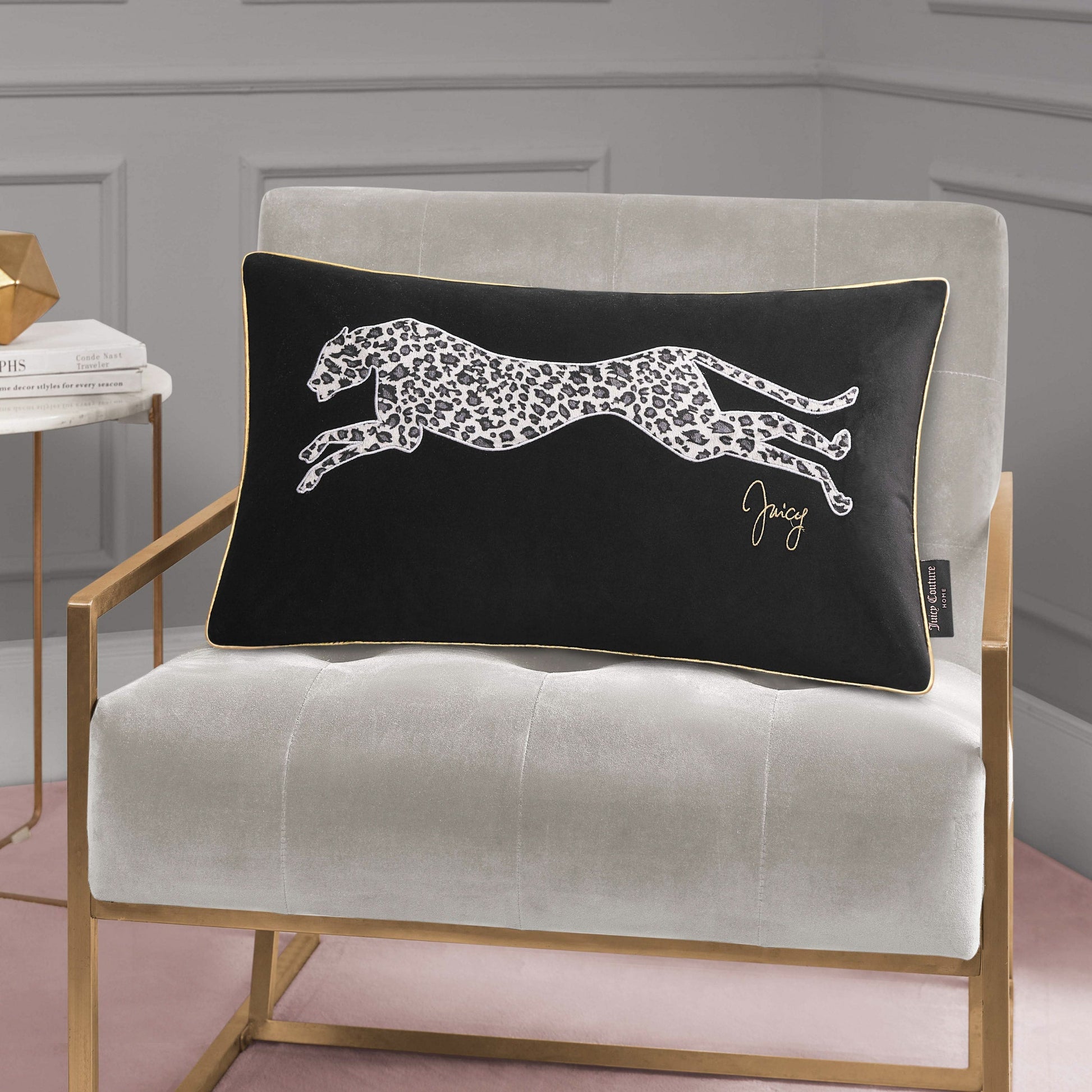 Velvet Cheetah Pillow - Black - Juicy Couture