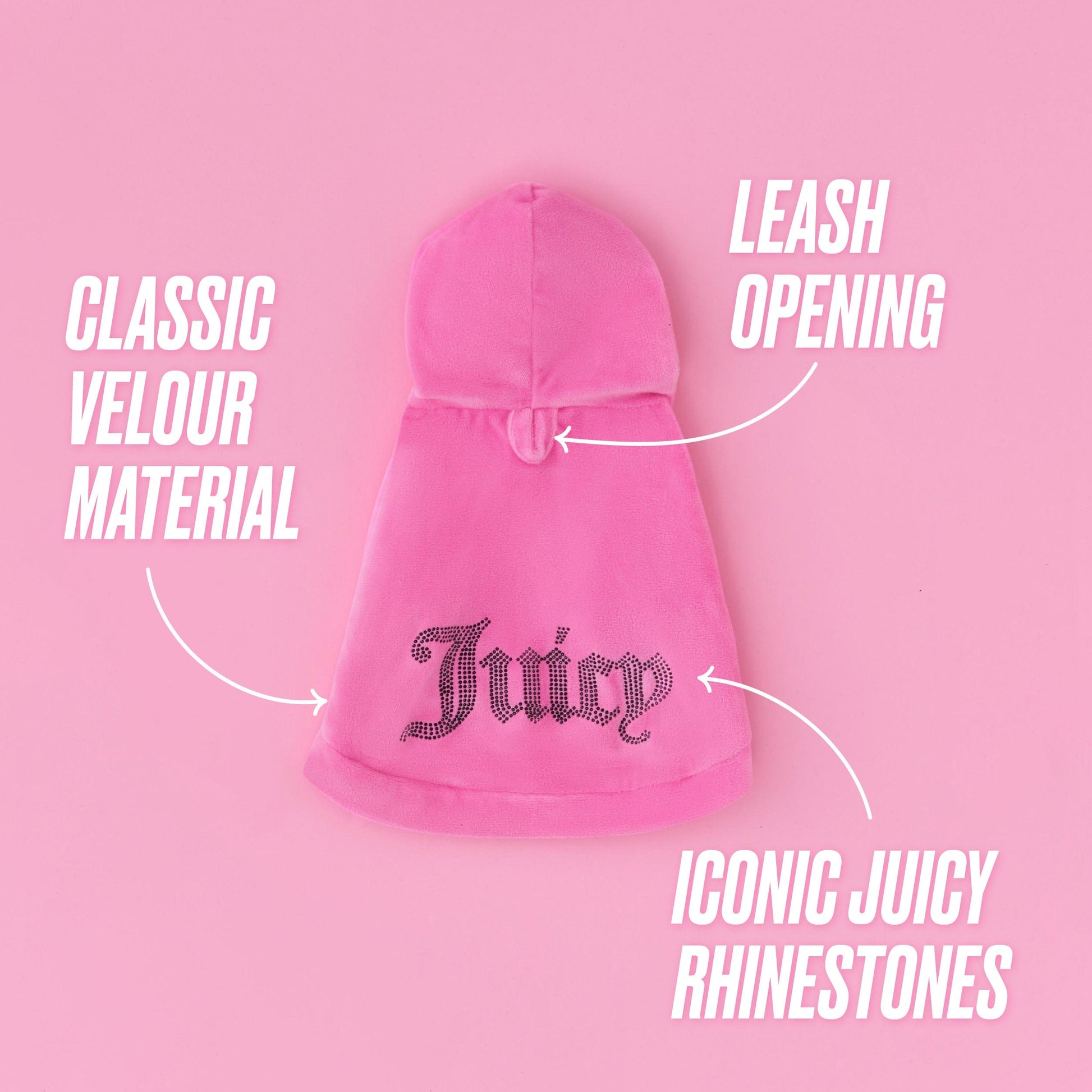 Bling Velour Pet Hoodie - Hot Pink - Juicy Couture
