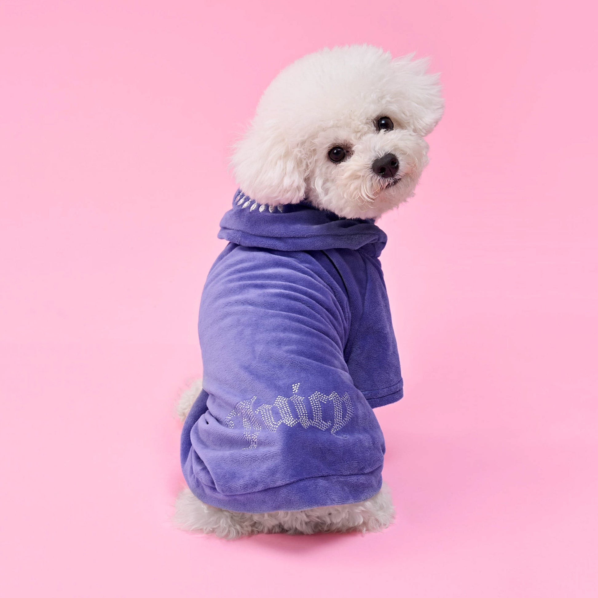 Bling Velour Pet Hoodie - Royal Purple - Juicy Couture