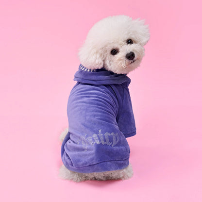 Bling Velour Pet Hoodie - Royal Purple - Juicy Couture