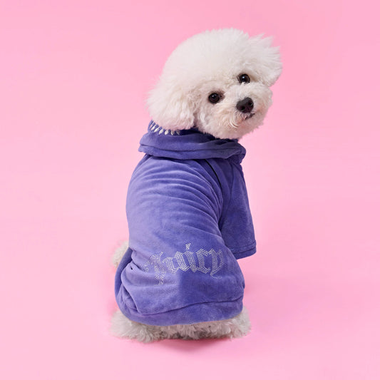 Bling Velour Pet Hoodie - Royal Purple - Juicy Couture