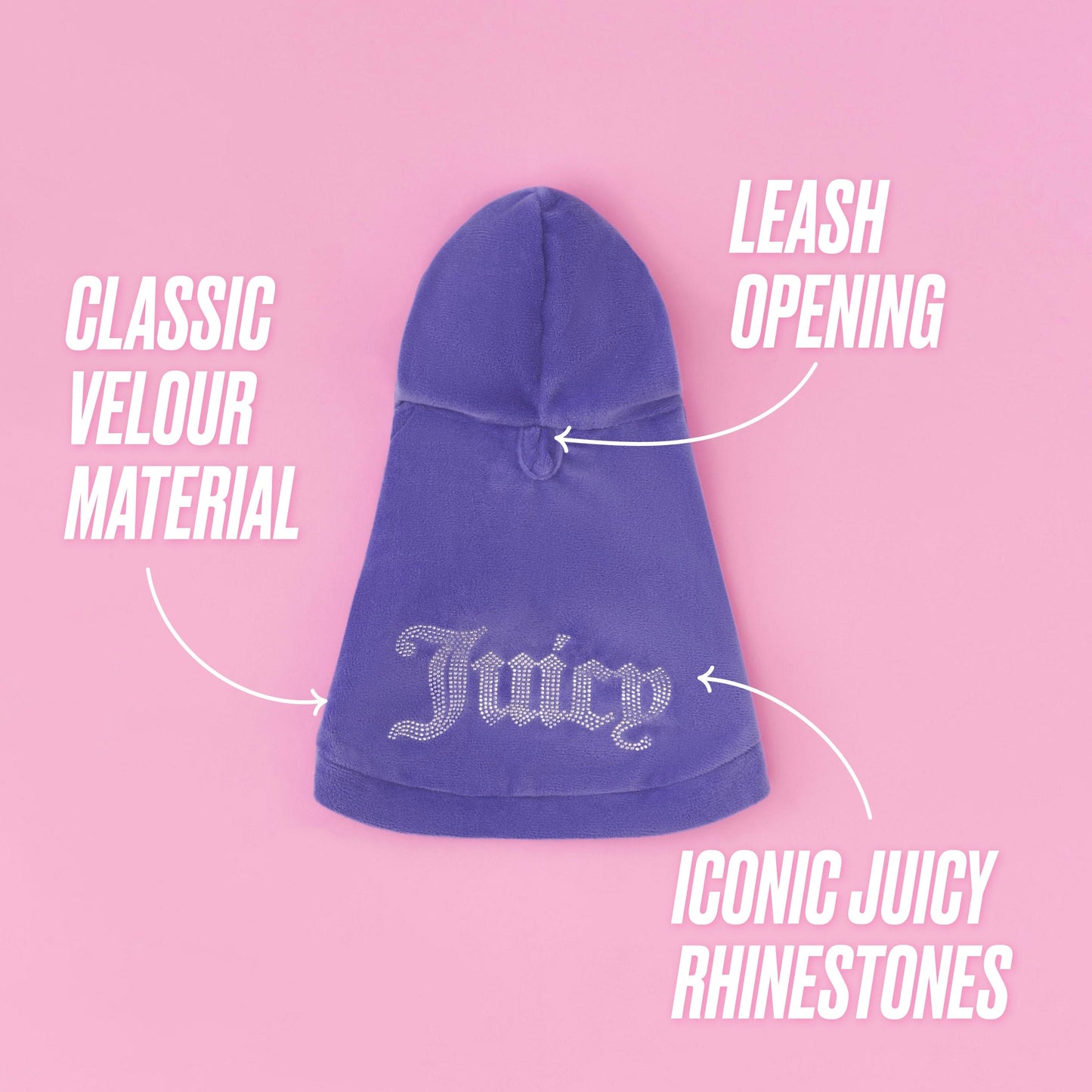 Bling Velour Pet Hoodie - Royal Purple - Juicy Couture