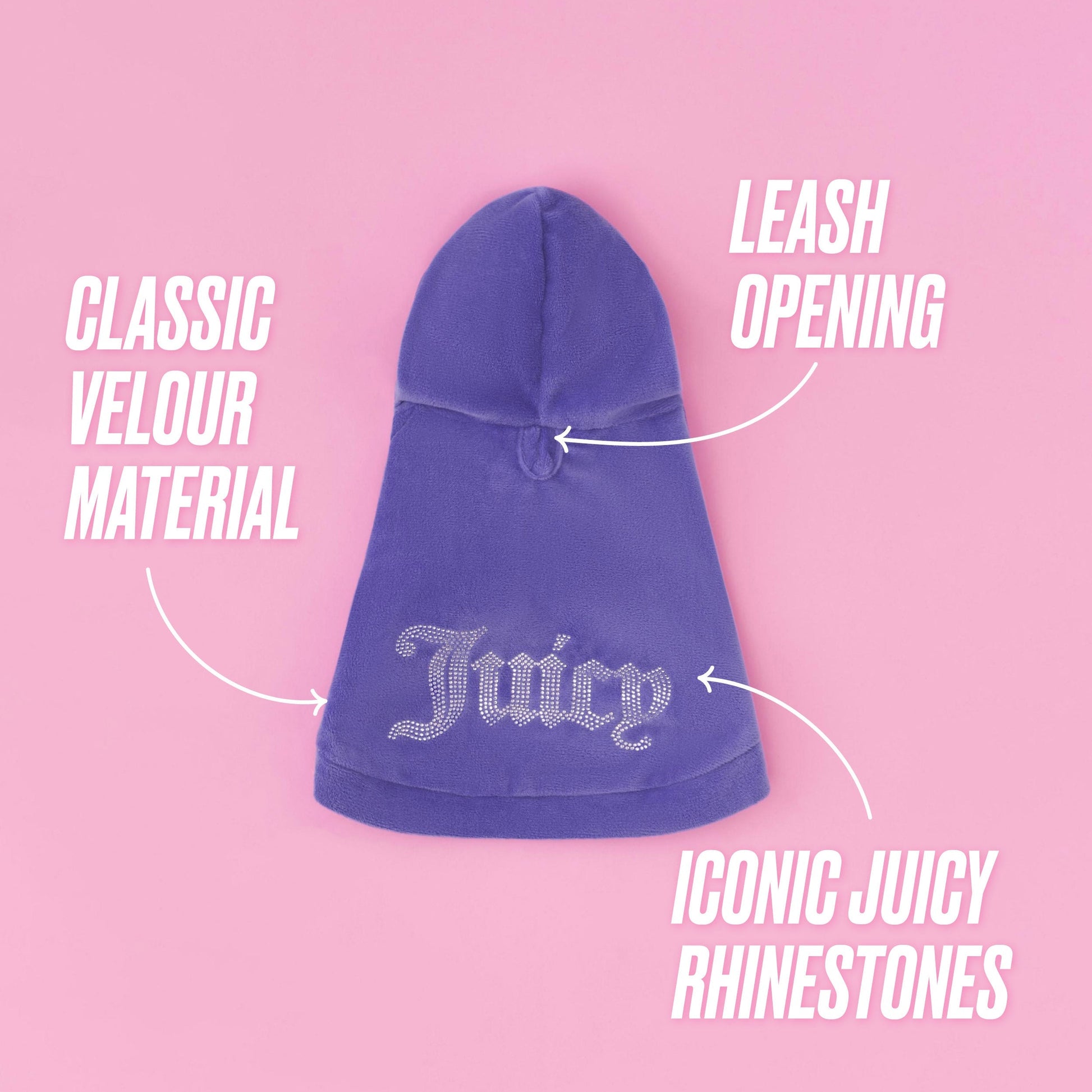 Bling Velour Pet Hoodie - Royal Purple - Juicy Couture