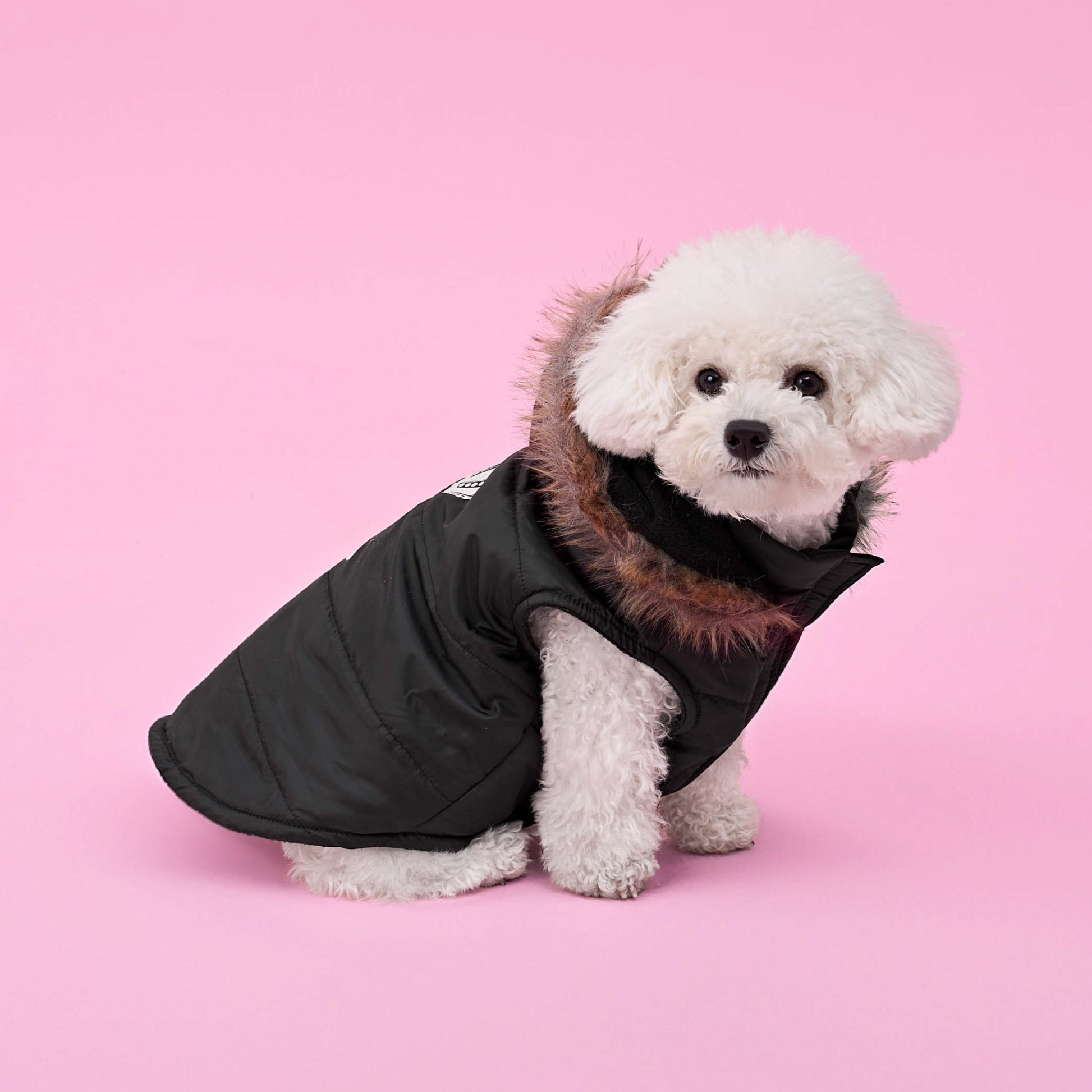 Pet Faux Fur Hooded Jacket - Black - Juicy Couture