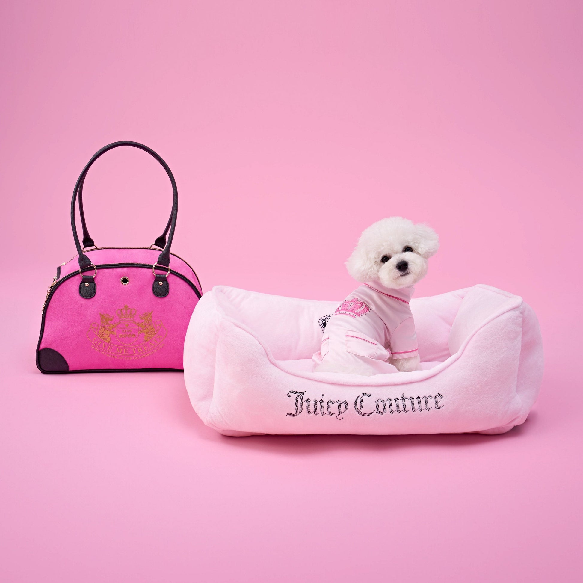 Juicy Couture Pet Silky Satin Pajamas - Pink - Juicy Couture