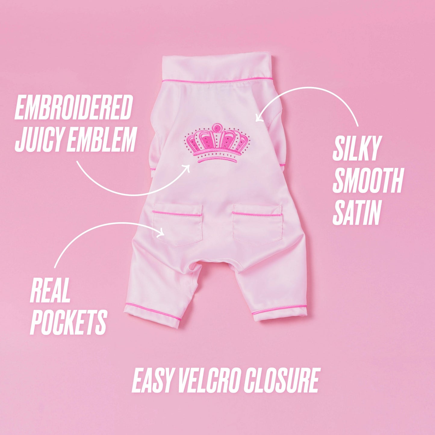 Juicy Couture Pet Silky Satin Pajamas - Pink - Juicy Couture