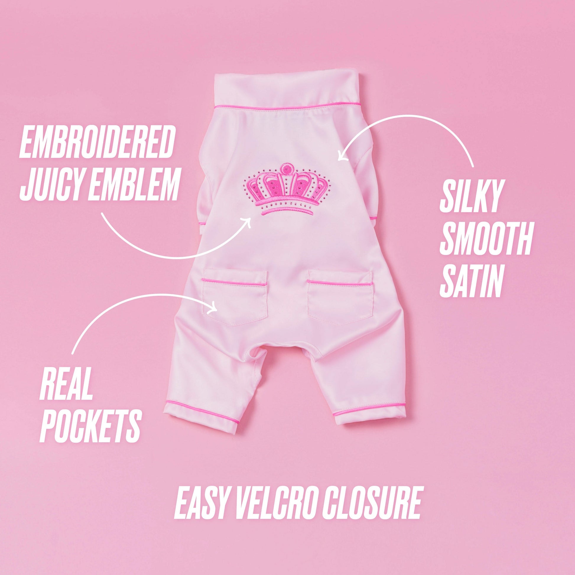Juicy Couture Pet Silky Satin Pajamas - Pink - Juicy Couture