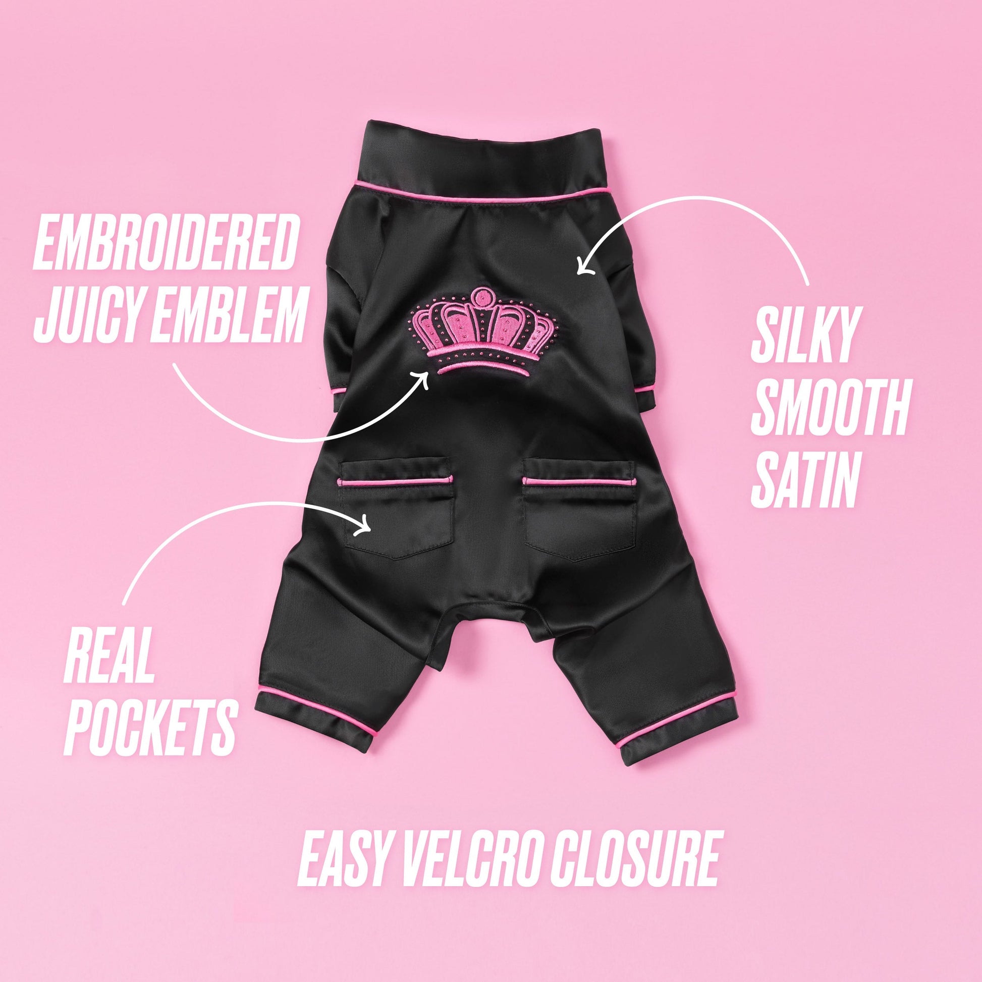 Juicy Couture Pet Silky Satin Pajamas - Black - Juicy Couture