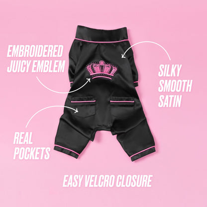 Juicy Couture Pet Silky Satin Pajamas - Black - Juicy Couture