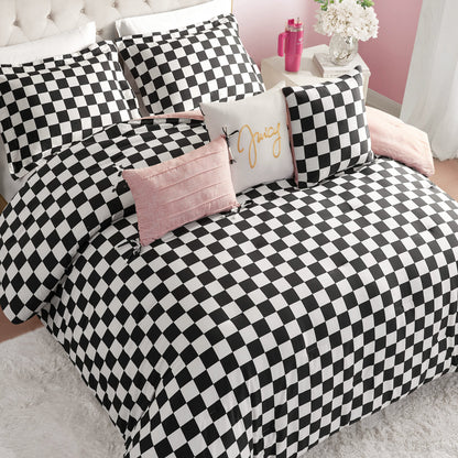 Checkerboard Reversible Comforter Set - Black/White - Juicy Couture